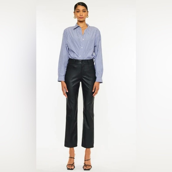 NWOT KanCan Faux Leather Cropped Straight Leg - Picture 2 of 7